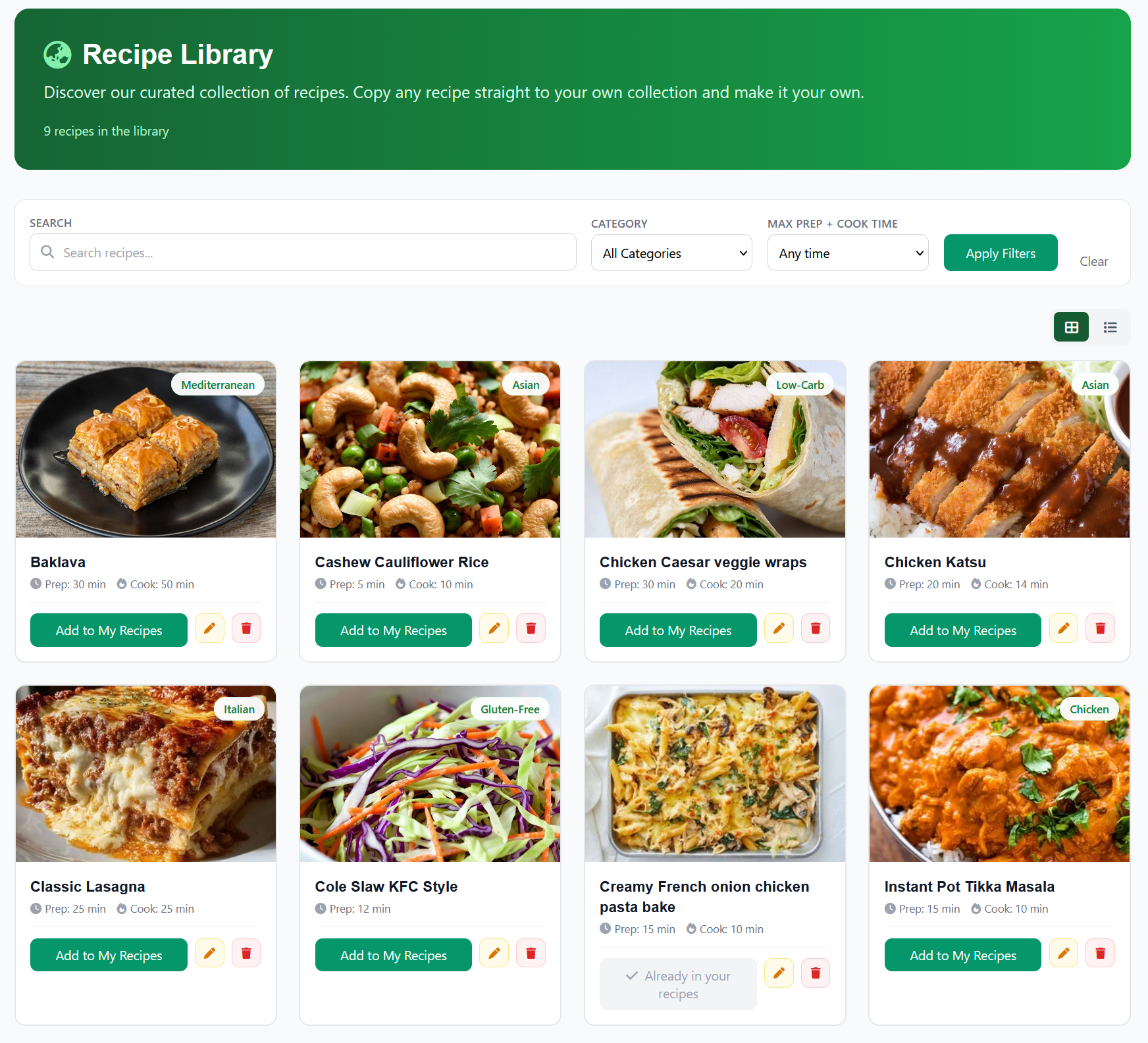 Recipe Library